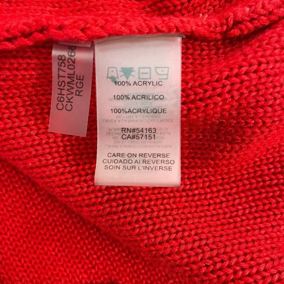 Calvin Klein Sweater Large Red Cowl Neck Pullover Women's Long Sleeve - Picture 12 of 12